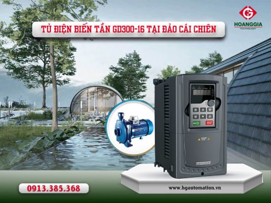 lắp đặt tủ điện biến tần gd300-16 cho hệ thống cấp nước đảo cải chiên