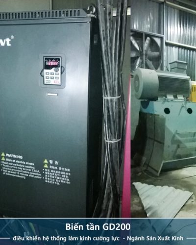 Công ty Tự động hóa Hoàng Gia HGA cung cấp tủ điện biến tần GD200A điều khiển hệ thống dây chuyền làm kính cường lực - Ngành Sản xuất Kính
