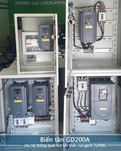 Công ty Tự động hóa Hoàng Gia HGA cung cấp tủ điện biến tần GD200A điều khiển hệ thống quạt hút khí thải trong Lò gạch Tuynel