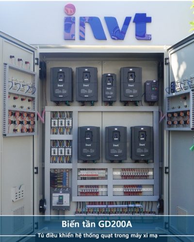 Công ty Tự động hóa Hoàng Gia HGA cung cấp tủ điện biến tần GD200A điều khiển hệ thống quạt trong máy xi mạ