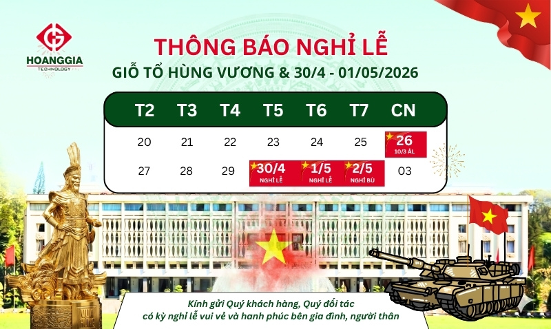 HOÀNG GIA AUTOMATION THÔNG BÁO LỊCH NGHỈ LỄ GIỖ TỔ HÙNG VƯƠNG VÀ 30/4 – 01/05/2026